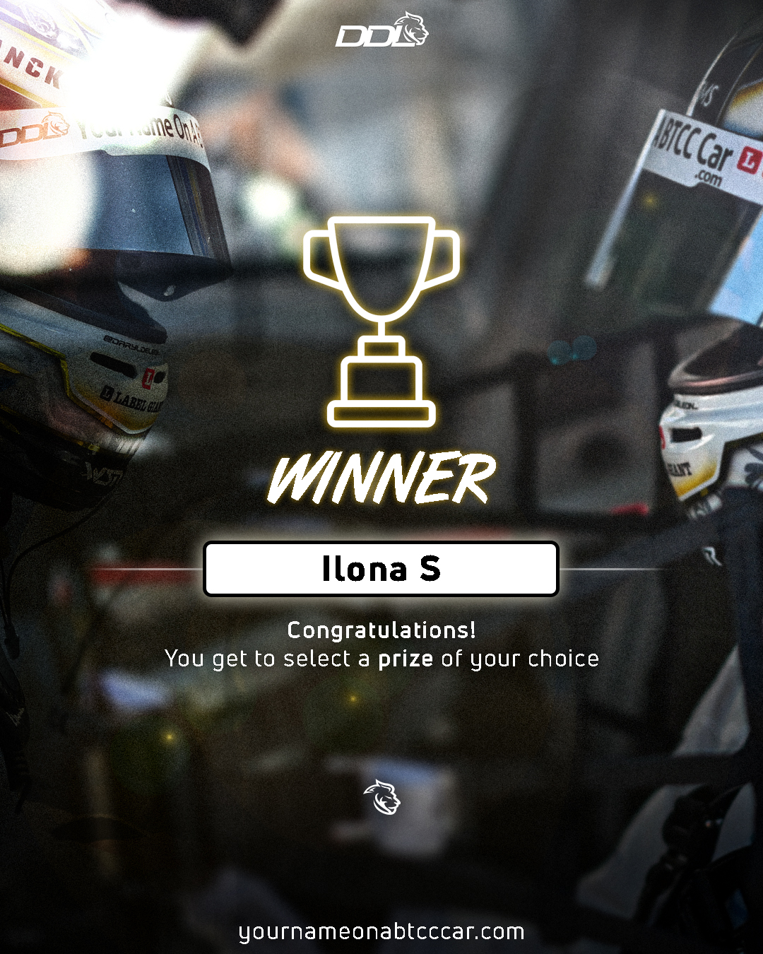 Prize winner announcement graphic for Ilona S