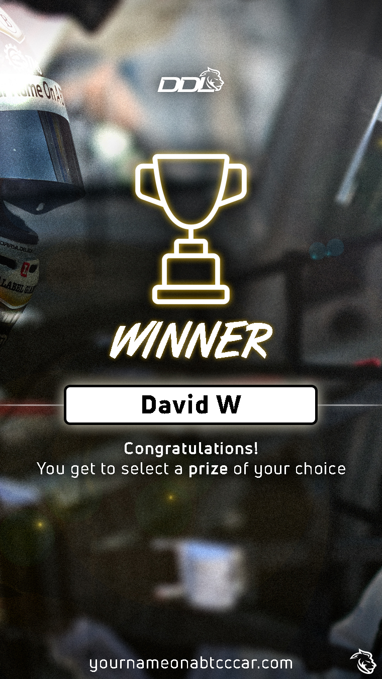 Prize winner announcement graphic for David W